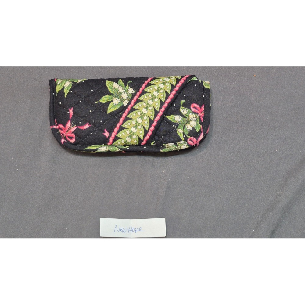 Vera Bradley Quilted Eyeglass Case New Hope Floral Pink Bows Black Polka Dot